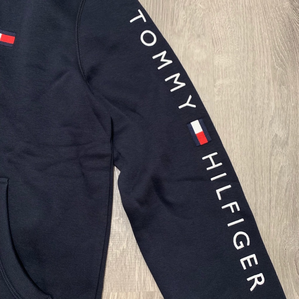 Tommy Hilfiger Navy Hoodie Jacket Embroidered Logo - Picture 4 of 4